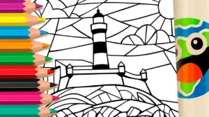 Coloring page Farol da Barra Lighthouse Coloring Page: Paint Online or Print in High Quality