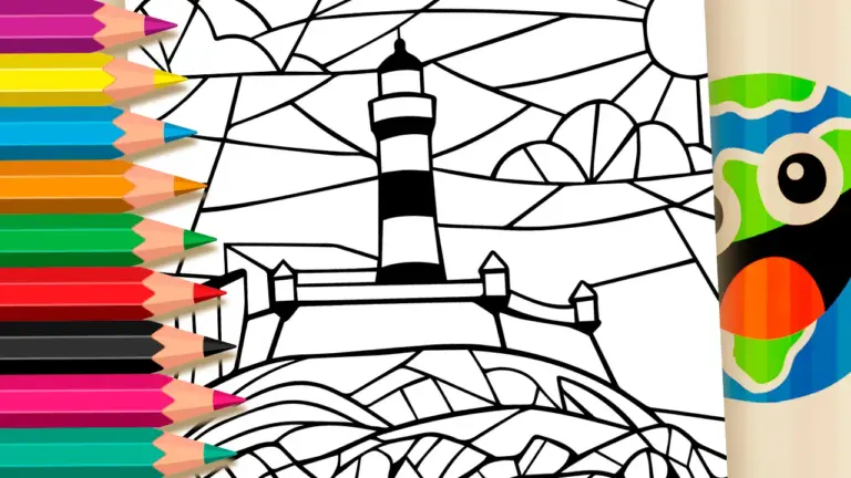 Farol da Barra Lighthouse Coloring Page: Paint Online or Print in High Quality - Culture & Holiday Coloring Pages