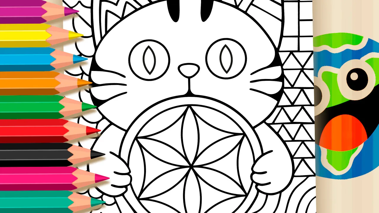 Fractal Cat Coloring Page: Zen Art to Print or Color Online