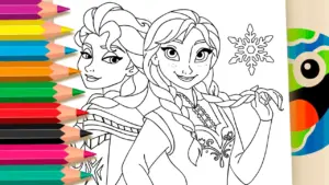 Coloring page Elsa and Anna Frozen Theme Coloring Pages to Print and Enjoy