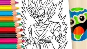 Coloring page Goku Super Saiyan Transforming Theme Coloring Page