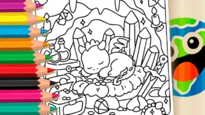 Coloring page Guardian Baby Dragon Treasure Theme Coloring Page