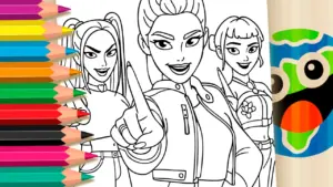 Coloring page Huntrix Kpop Demon Hunters Coloring Pages: Magical Colors to Paint Online