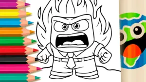 Coloring page Inside Out Anger Coloring Page: The Fiery Character Bursting with Fury