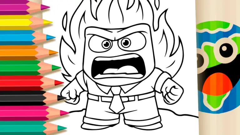 Inside Out Anger Coloring Page: The Fiery Character Bursting with Fury - Famous Characters Coloring Pages