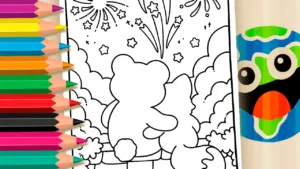 Coloring page Kawaii New Year Celebration Coloring Pages