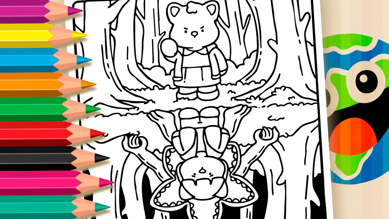Kawaii Stranger Things Theme Coloring Page