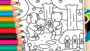 Coloring page Kawaii Valentine Gifts Coloring Pages: Paint Online with Magic Colors