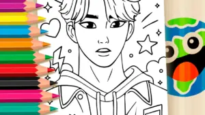 Coloring page Kpop Demon Hunters Jinu Coloring Page: Paint Online or Print in High Quality