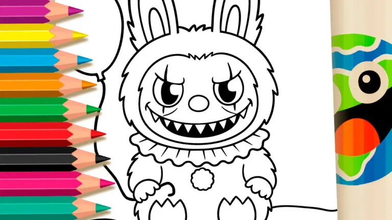 Labubu It Chapter One Cute Clown Monster Coloring Page - Famous Characters Coloring Pages