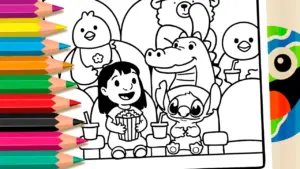 Coloring page Lilo and Stitch Movie Theater Coloring Page