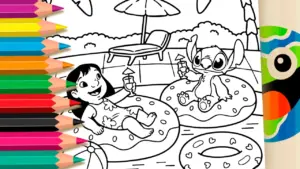 Coloring page Lilo & Stitch Vacation Fun Coloring Page