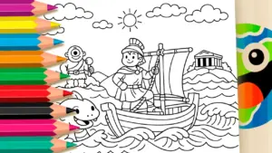 Coloring page Odyssey Mythology Coloring Page Adventure