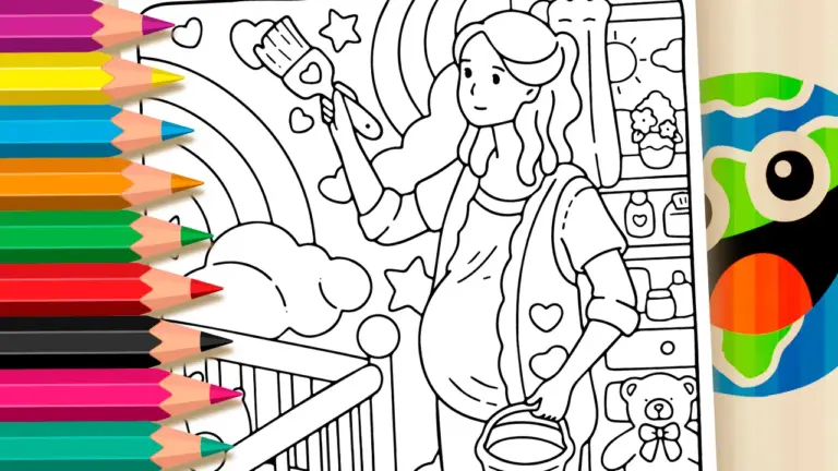 Baby’s Room Painting Coloring Page: Create Online or Print PDF - Cute & Kawaii Coloring Pages Online