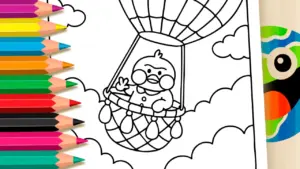 Coloring page Paper Duck Hot Air Balloon Coloring Pages: Magical Online Painting Fun