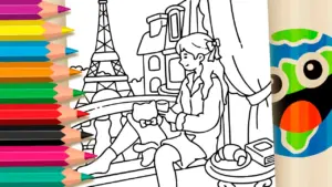 Coloring page Paris Aesthetics Coloring Pages: Paint Online with Magical Colors