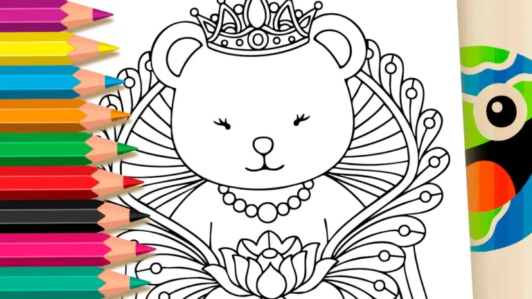 Powerful Bear Queen Coloring Page: Paint Online or Print in High Quality - Cute & Kawaii Coloring Pages Online