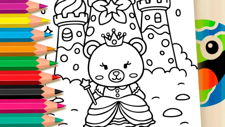 Princess Bear Coloring Pages: Magical Castle Fun for Kids - Cute & Kawaii Coloring Pages Online
