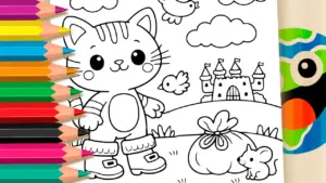 Coloring page Puss in Boots Coloring Page: Color Online or Print in High Quality