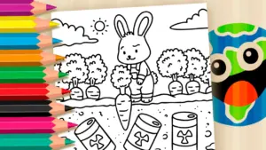 Coloring page Radioactive Carrot & Bunny Theme Coloring Pages