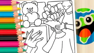 Coloring page Romantic Dating Gifts Theme Coloring Page