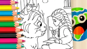 Coloring page Rumi and the Magical Tiger Bedroom Coloring Page – Kpop Warriors Theme