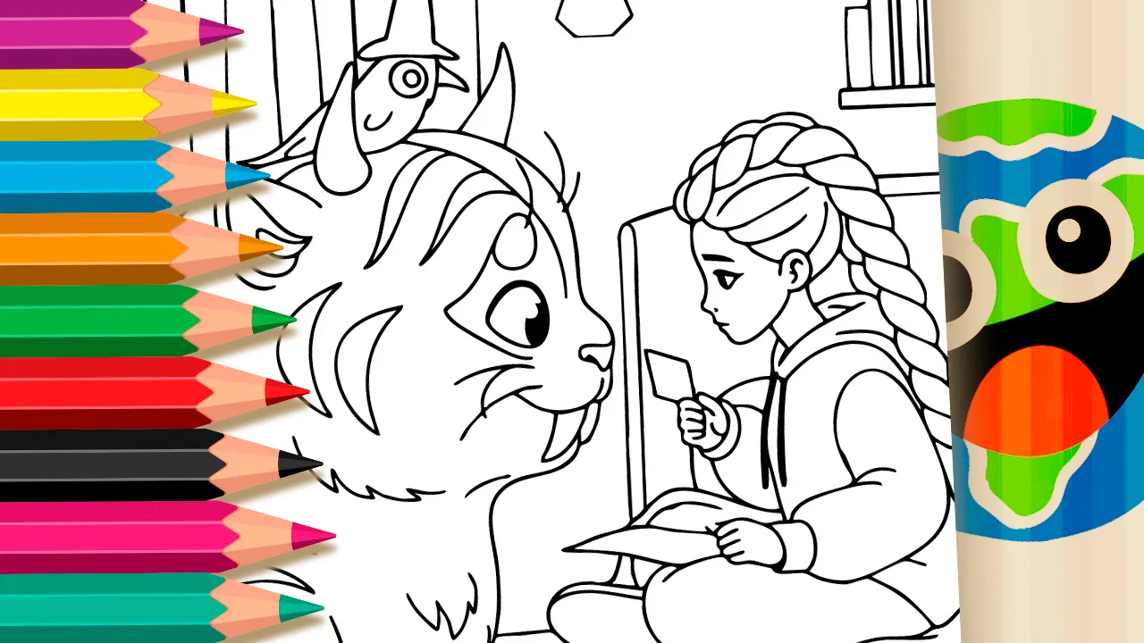 Rumi and the Magical Tiger Bedroom Coloring Page – Kpop Warriors Theme