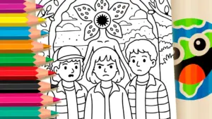 Coloring page Stranger Things Crew Coloring Page: Magical Online Painting Fun