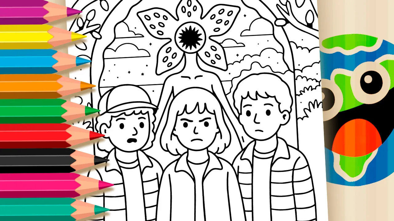 Stranger Things Crew Coloring Page: Magical Online Painting Fun