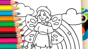Coloring page Stylish Fairy Coloring Page: Paint Online or Print in High Quality