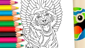 Coloring page Tattoo Style Tiger Coloring Page: Color Online or Print in High Quality