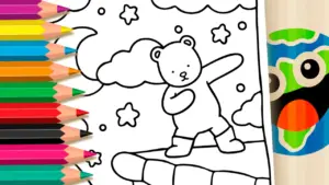 Coloring page Teddy Bobbie Goods Dancing on the Roof: Cute and Fun Coloring Page