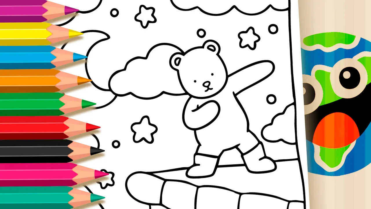 Teddy Bobbie Goods Dancing on the Roof: Cute and Fun Coloring Page