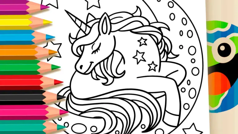 Magical Unicorn on the Moon Coloring Page - Cute & Kawaii Coloring Pages Online