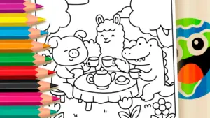 Coloring page Animal Coffee Break Coloring Page: Paint Online or Print Free PDF