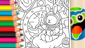Coloring page Astronaut Bunny: A Cosmic Adventure Coloring Page