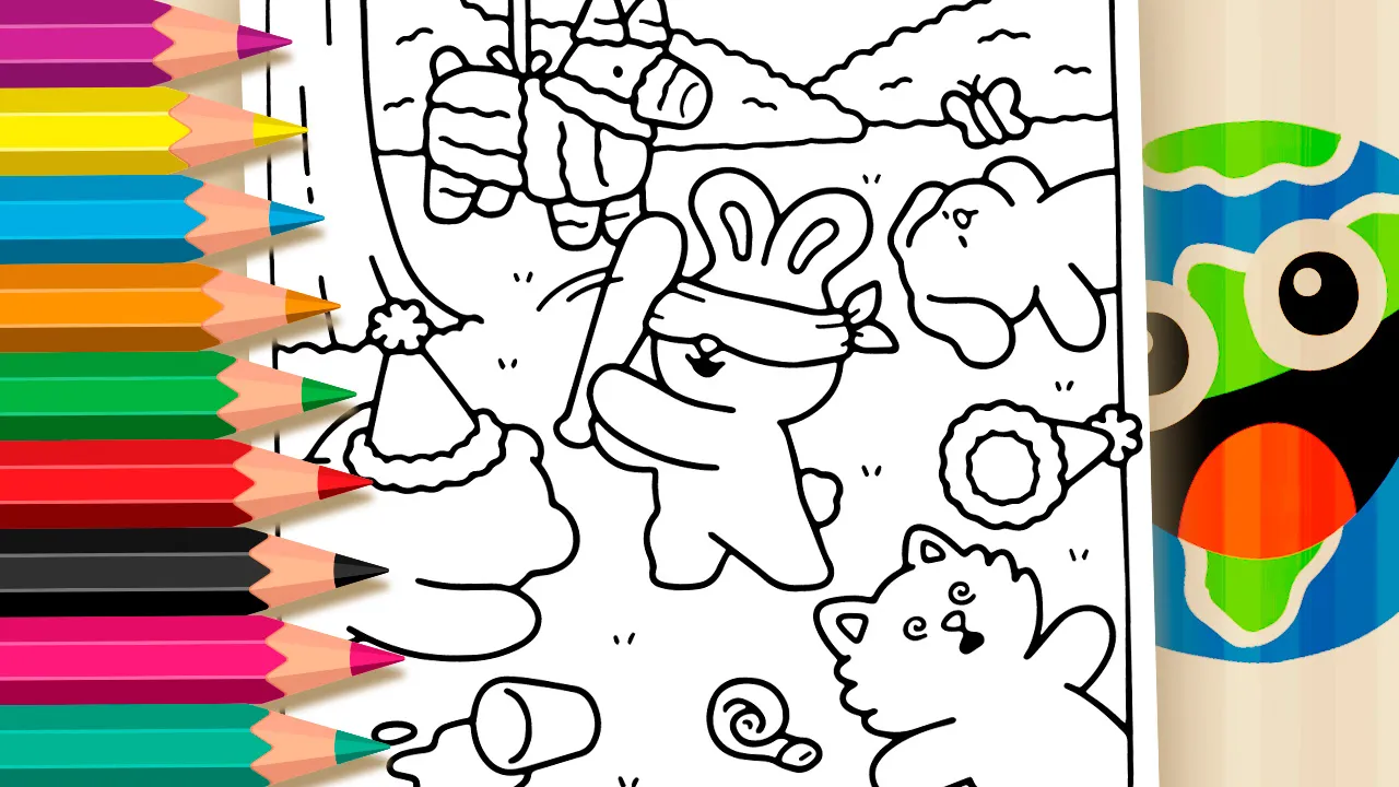 Birthday Piñata Coloring Page: Paint Online or Print PDF