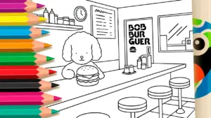 Coloring page Bob Burger Coloring Page: Paint the Cute Little Dog at the Diner Online or Print