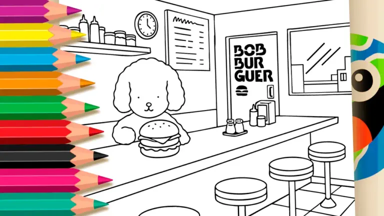 Bob Burger Coloring Page: Paint the Cute Little Dog at the Diner Online or Print - Cute & Kawaii Coloring Pages Online