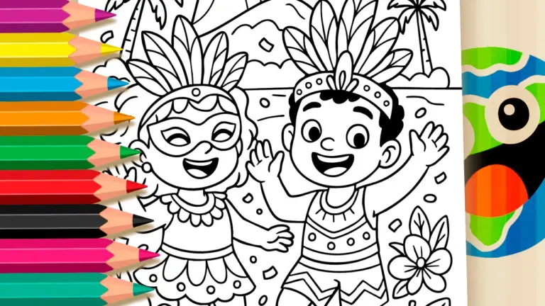 Carnival in Rio de Janeiro Coloring Page: Fun Online or Printable - Culture & Holiday Coloring Pages
