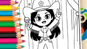 Coloring page Cowgirl Show Coloring Page: Paint Online or Print Free PDF