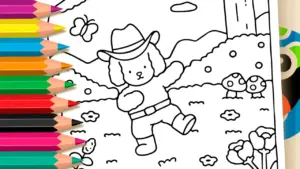 Coloring page Cute Cowboy Dance Coloring Page: Color Online or Print Free