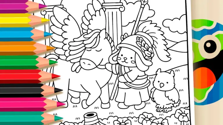 Cute Greek Mythology Coloring Page: Paint Online or Download Free PDF - Cute & Kawaii Coloring Pages Online