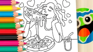 Do You Love Pizza? Fun Pizza Theme Coloring Page for Kids coloring page