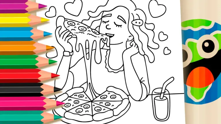 Do You Love Pizza? Fun Pizza Theme Coloring Page for Kids - Famous Characters Coloring Pages