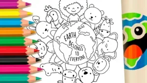 Coloring page Earth Belongs to Everyone: Nature Theme Coloring Page