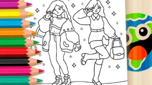 Coloring page Fashion Friends Coloring Pages: Style & Fun Online or Free Printable
