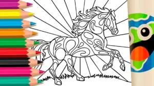 Coloring page Fiery Horse Coloring Page – Free Online Art Fun