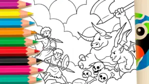 Coloring page God of War Epic Battle Coloring Page: Online Coloring & PDF Download