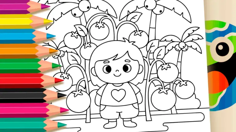 Grow a Garden – Tomato Planting Theme Coloring Pages - Nature & Landscape Coloring Pages
